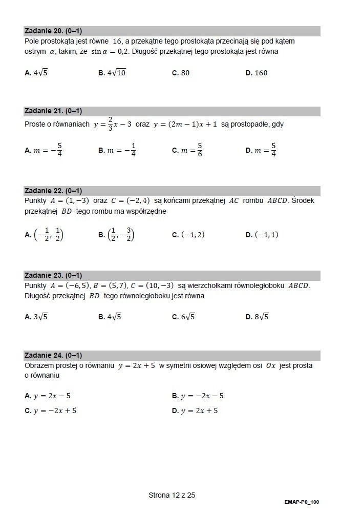 Matura poprawkowa z matematyki 2022