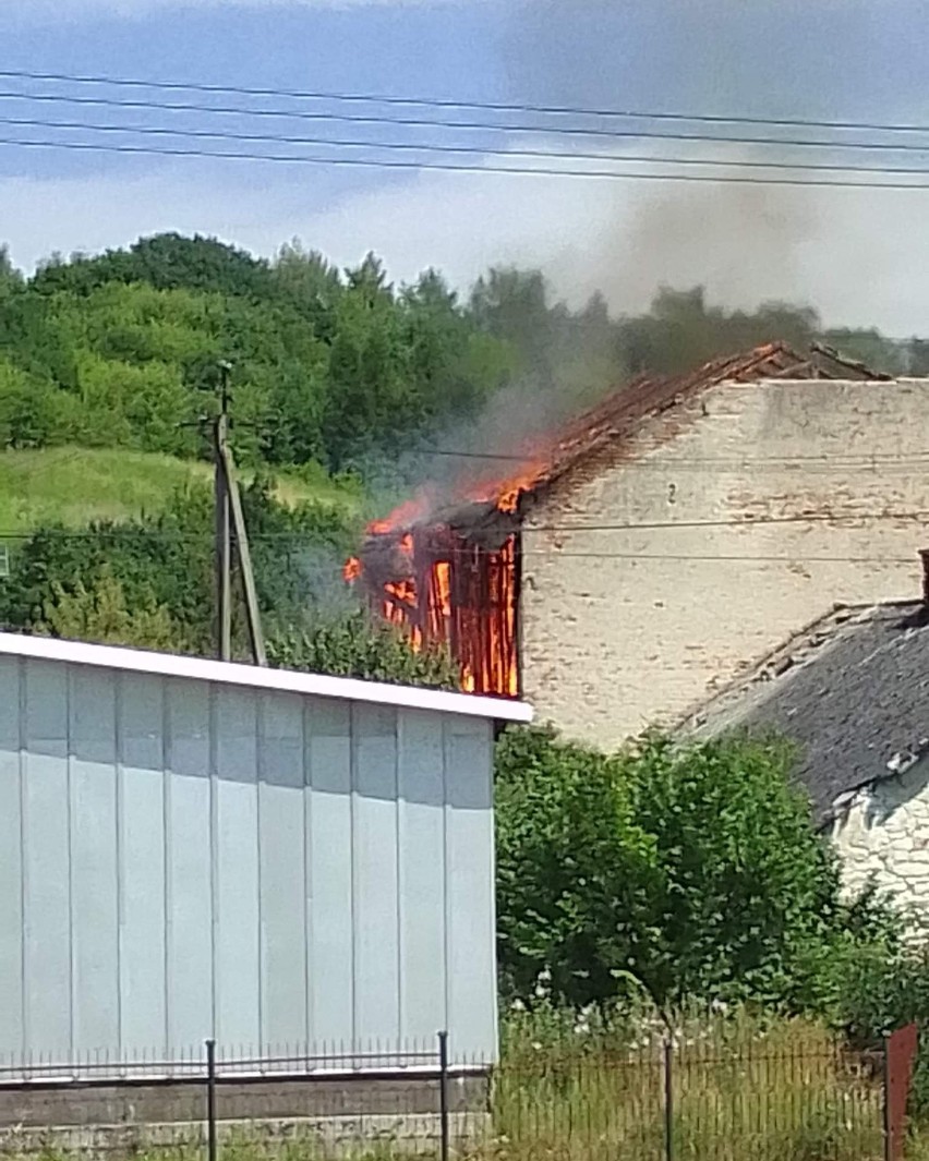 Pożar starego młyna w Miechowie