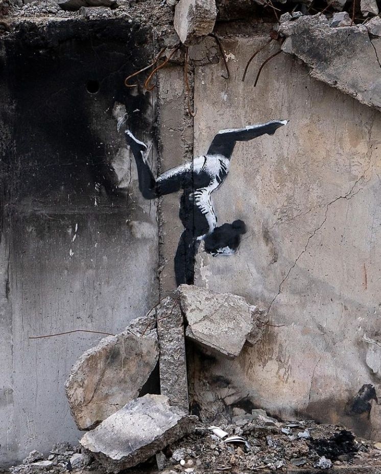 Na Ukrainie pojawiły się prace Banksy'ego, anonimowego...