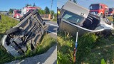 Brzozówka. Wypadek na DK 73 pod Tarnowem. Samochód wypadł z drogi i dachował w głębokim rowie 