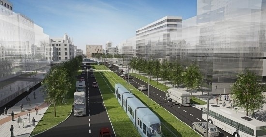 Aleja Korfantego (od Ronda w stronę rynku) przejdzie gruntowną modernizację. Tak będzie wyglądała po zakończeniu inwestycji.