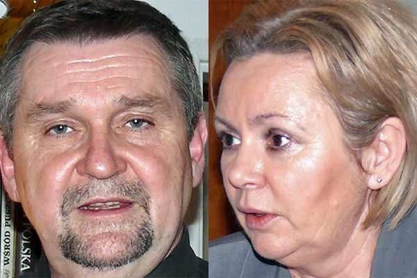 Krystyna Skowrońska i Leszek Deptuła protestują przeciwko opiniom Ludwika Dorna na temat mieleckiego samolotu bryza.