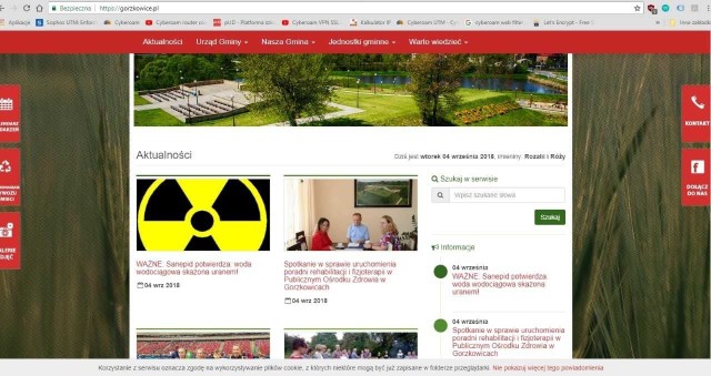 Hakerzy na stronę urzędu w Gorzkowicach wstawili informofację o skażeniu wody uranem
