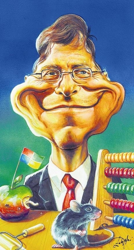 Karykatura Billa Gatesa.