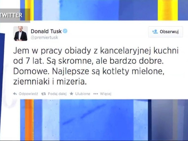 Donald Tusk ze stołówki pracowniczej najbardziej lubi mielone z mizerią