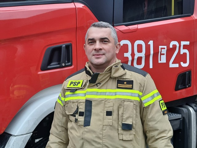 Mł. bryg. Tomasz Duber, komendant powiatowy Państwowej Straży Pożarnej w Nowej Soli