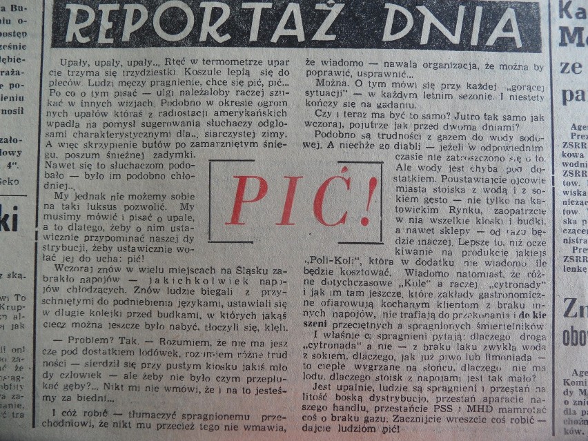 Dziennik Zachodni z 1974 roku. Upał, a w sklepach brak...