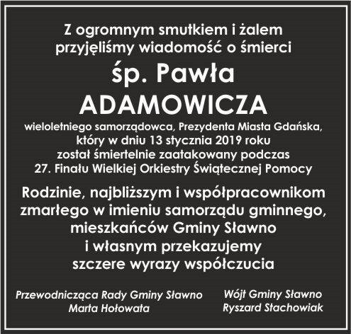Powiat sławieński. Samorządy przesyłają kondolencje rodzinie zmarłego prezydenta Gdańska
