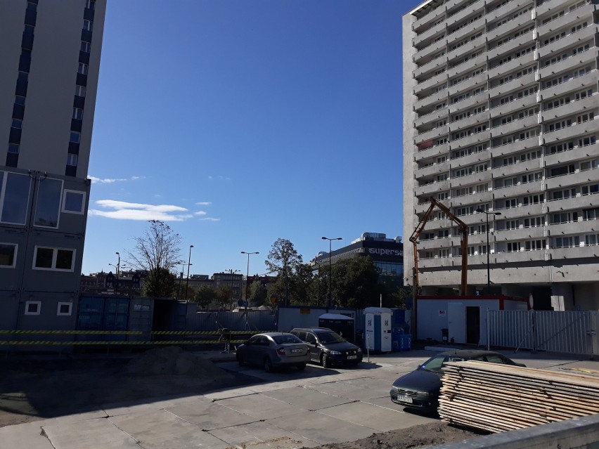Plac budowy hotelu Puro w Katowicach 1.10.2019