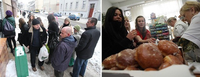 Dziś w Słupsku prawie przy każdej piekarni czeka kolejka amatorów pączków.