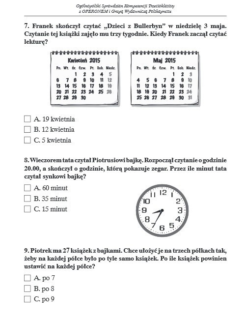 Sprawdzian trzecioklasisty z Operonem - matematyka