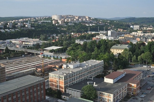 Widok na Zlin z dawnego biurowca Baty