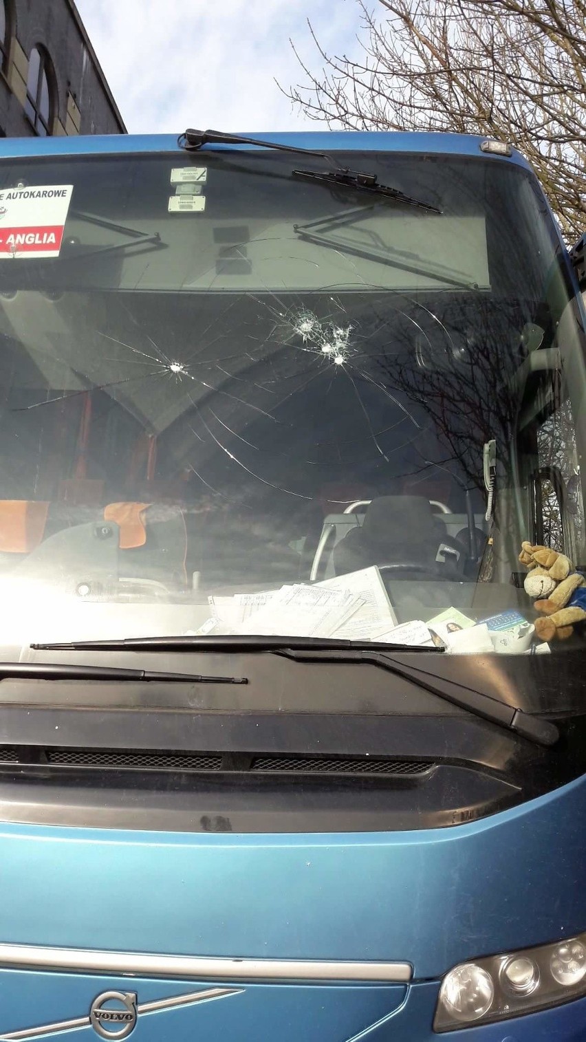 Brytyjscy chuligani zaatakowali autokar kraśnickiej firmy