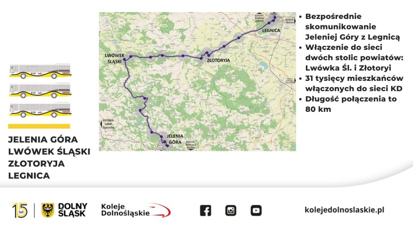 Mapa połączenia Jelenia Góra - Legnica...