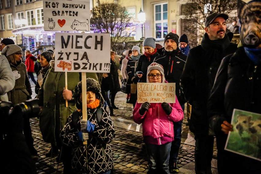 Gdański protest przeciwko masowemu odstrzałowi dzików,...