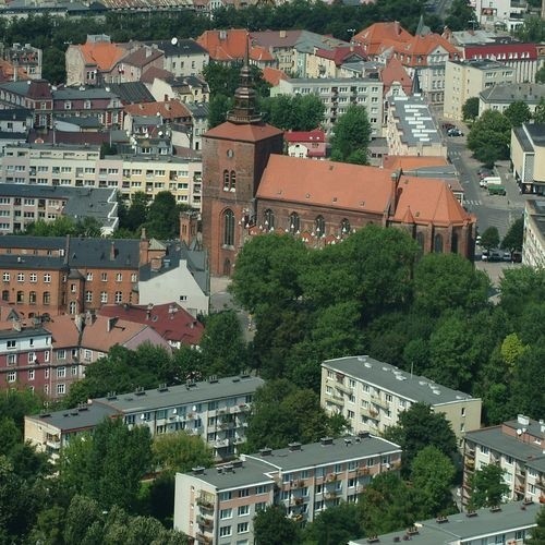 Centrum Słupska z lotu ptaka.