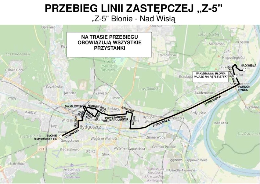 Linia Z-5: Błonie – Szubińska – Plac Poznański – Kruszwicka...