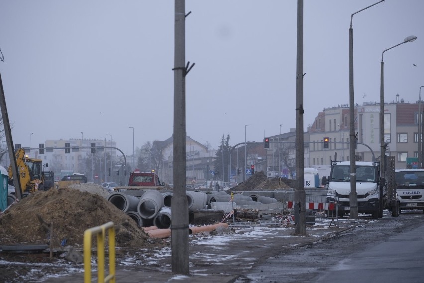 Prace budowlane na nowej linii tramwajowej do tzw. osiedla...