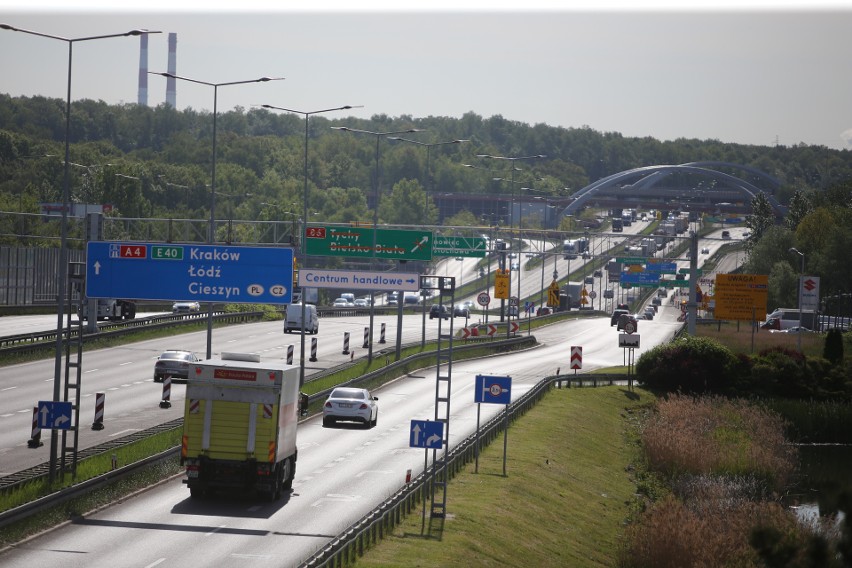 Korki na autostradzie A4 w Katowicach w piątek, 22 maja....