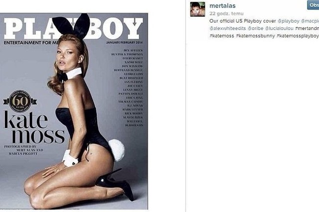 Kate Moss na okładce jubileuszowego wydania "Playboya" (fot. screen Instagram)