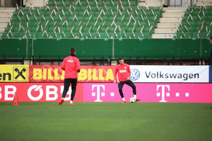 Trening reprezentacji Polski na stadionie w Wiedniu
