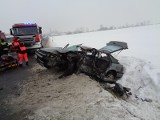 Śmiertelny wypadek w Kurowicach. Tir zderzył się z samochodem osobowym