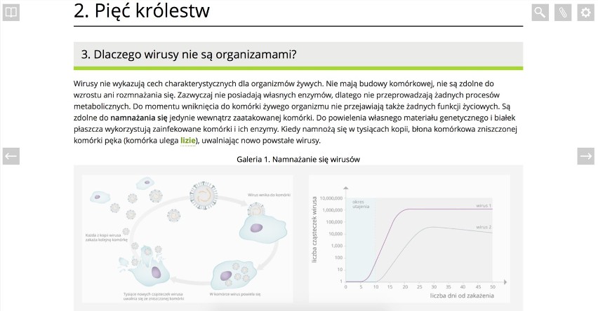 Fragment e-podręcznika do biologii