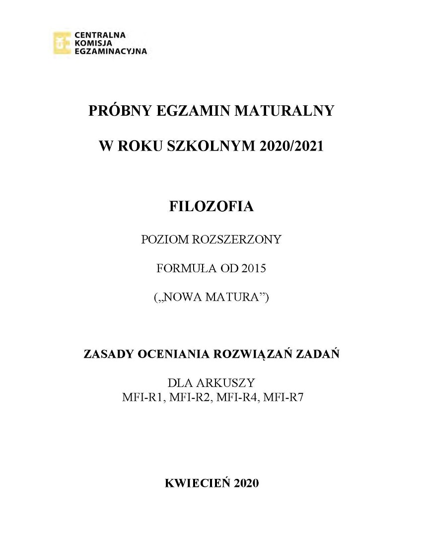 MATURA PRÓBNA 2020: Filozofia - poziom rozszerzony. Zobacz arkusz maturalny z 3 kwietnia i odpowiedzi z 15 kwietnia 2020 r. 