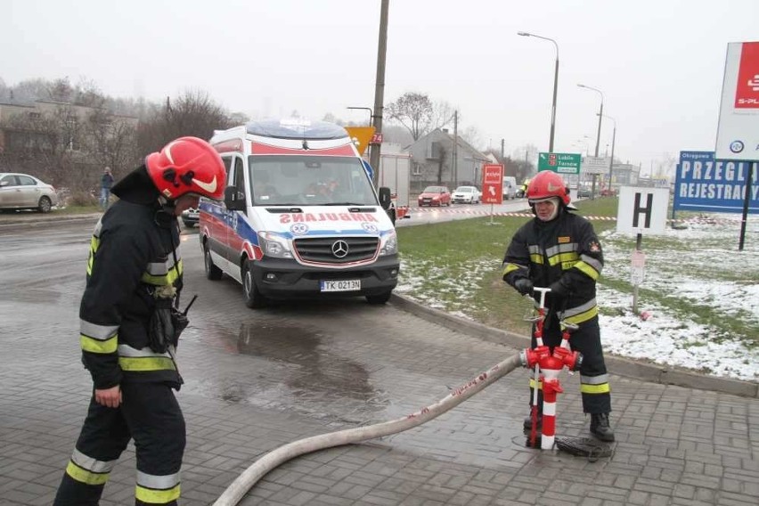 Rozszczelniony zbiornik LPG i ewakuacja na stacji paliw w Kielcach