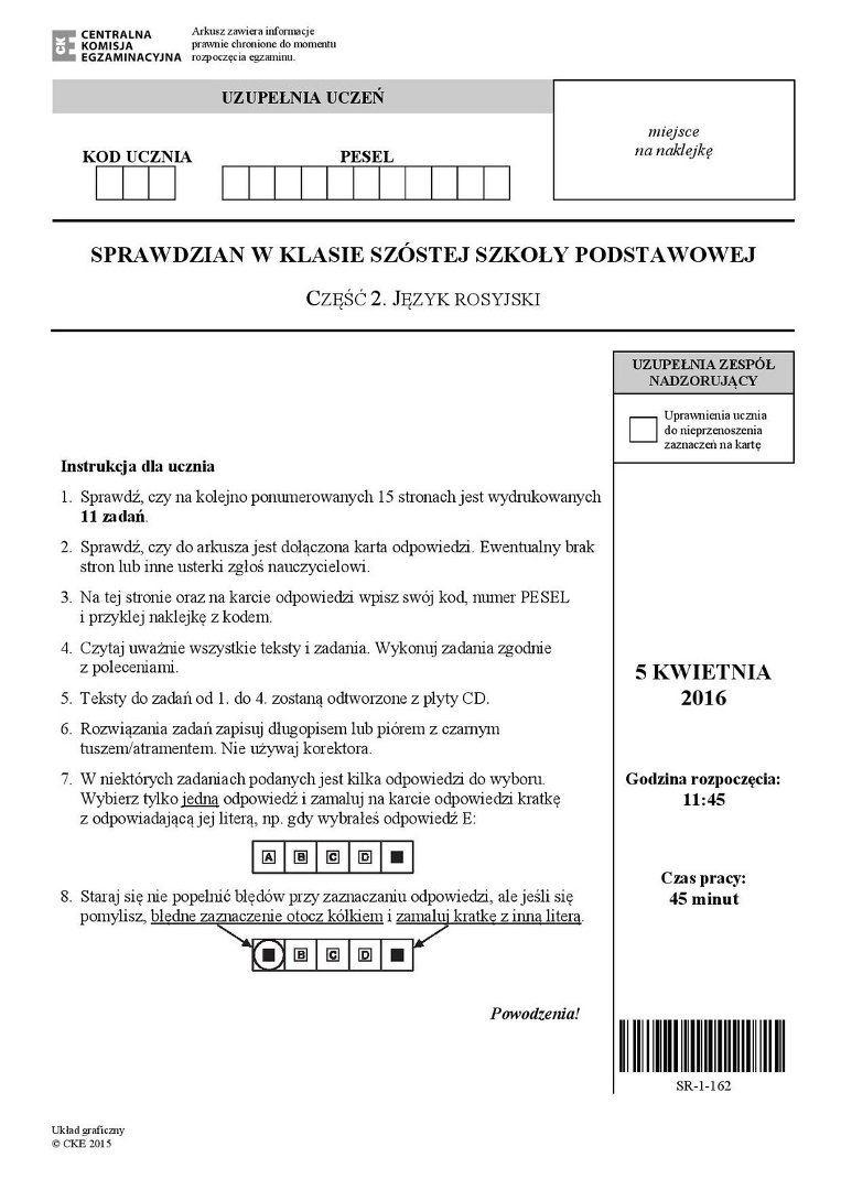 Język Rosyjski Klasa 7 Sprawdzian
