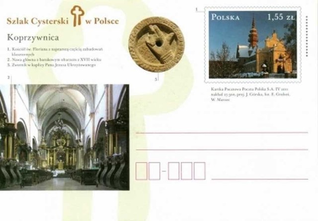 Tak wygląda, wydana przez Pocztę Polską, koprzywnicka kartka pocztowa.