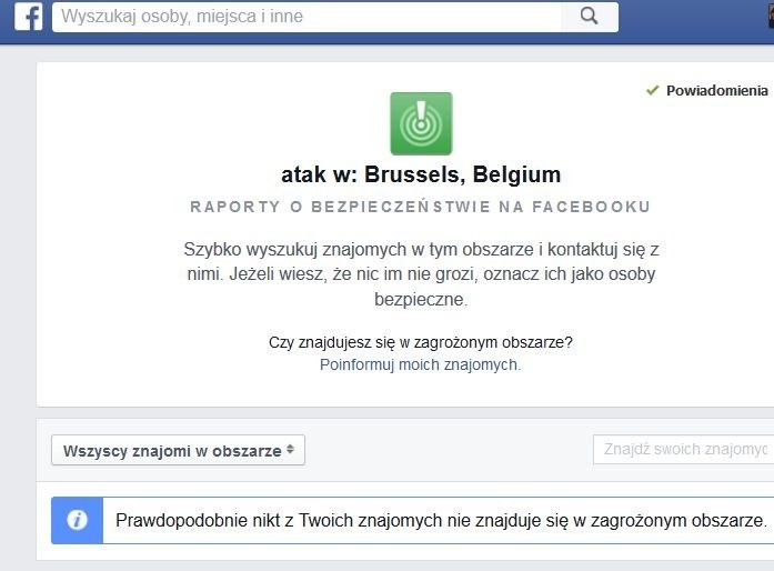 „Jestem bezpieczny” - z tej funkcji Facebooka korzystają w miejscach dotkniętych zamachami