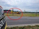 Wypadek na obwodnicy Niemodlina. Rannego motocyklistę zabrał śmigłowiec Lotniczego Pogotowia Ratunkowego