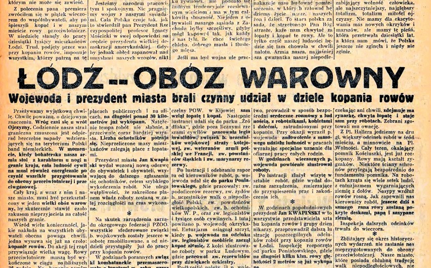 30 sierpnia 1939 Łódź i cały region gotuje się do obrony....