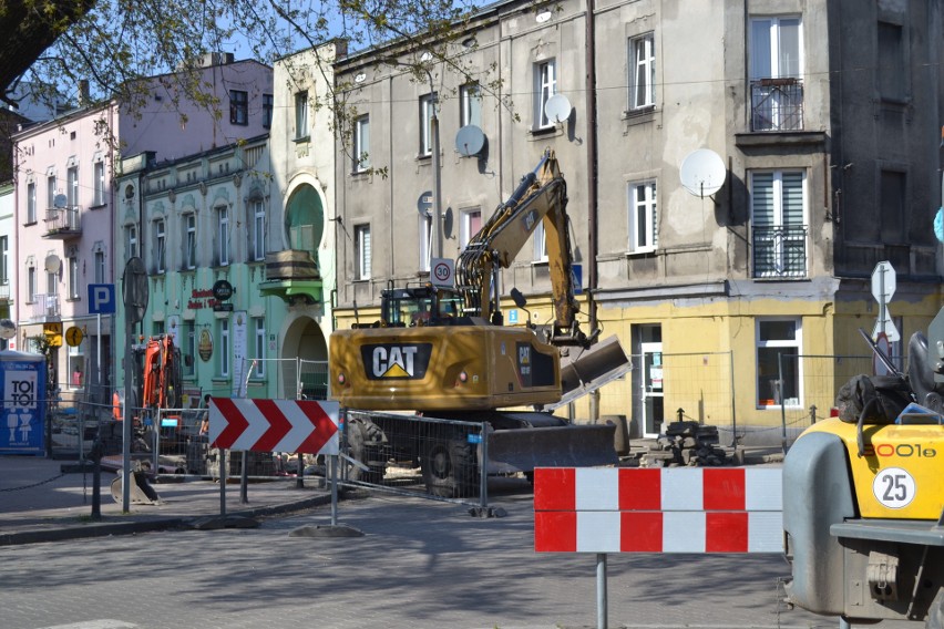 Trwa remont torowiska w Sosnowcu na ulicy Małachowskiego....