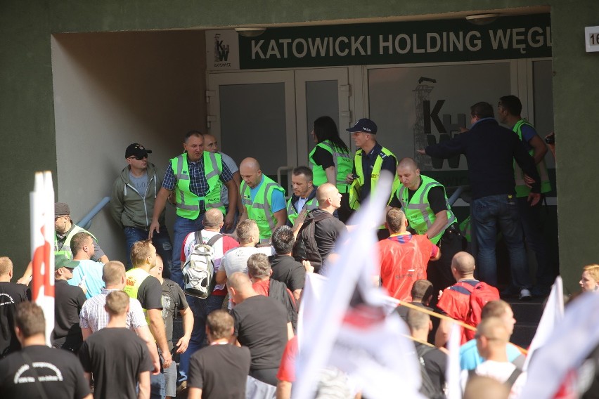 Demonstracja górników w Sosnowcu i Katowicach