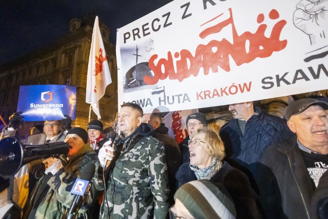 Protest na pl. Matejki w Krakowie, 5 stycznia 2024