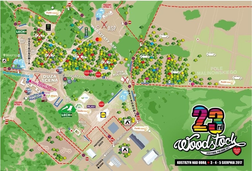 Woodstock 2017. Plan miasteczka woodstockowego