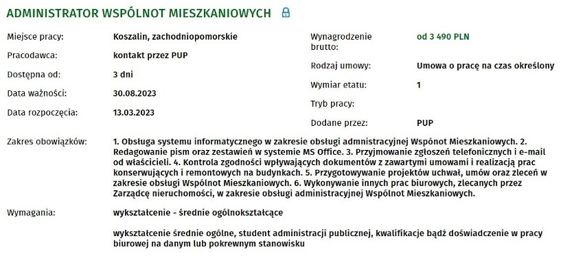 Oto najnowsze oferty pracy w Koszalinie....