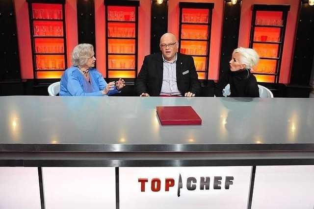 Beata Tyszkiewicz, Maciej Dobrzyniecki i Kora w "Top Chef" (fot. Grzegorz Pytka)polsat