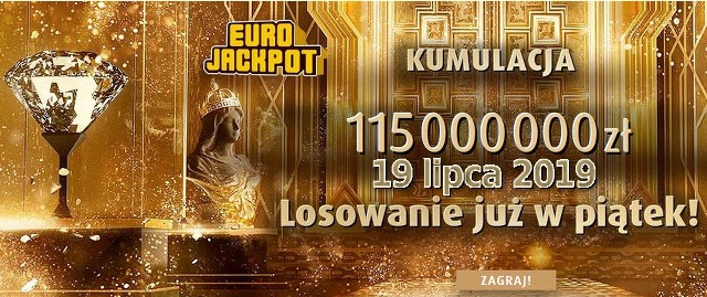 Dziś, 19 lipca, w losowaniu EuroJackpot do wygrania aż 115 milionów złotych. Sprawdź wyniki losowania EuroJackpot z 19 lipca 2019