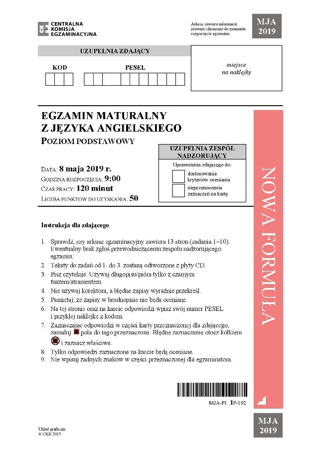 Matura - angielski podstawowy - zobacz arkusze CKE i odpowiedzi na kolejnych stronach --->