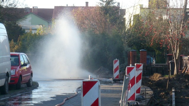 Strażacy zabezpieczyli wyciek kurtynami wodnymi.