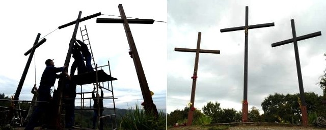 Na wzgórzu stoją teraz 2 krzyże metalowe i 1 drewniany.