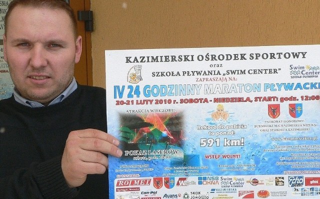 Na IV 24-Godzinny Maraton Pływacki w Kazimierzy Wielkiej zaprasza Robert Pleszyński, główny organizator imprezy.