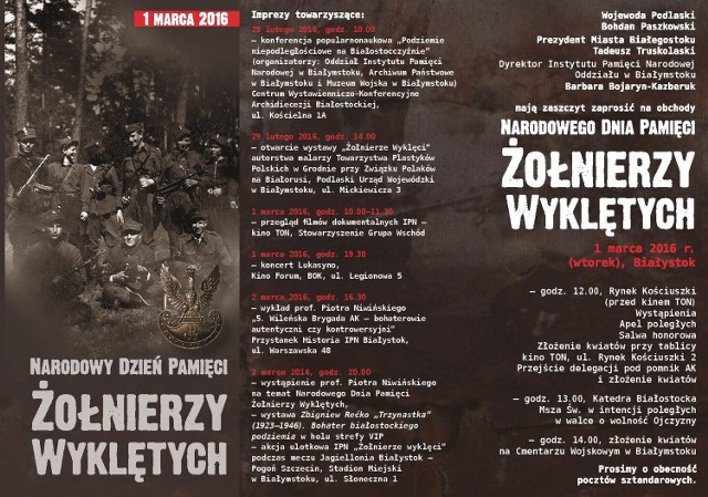 Narodowy Dzień Pamięci Żołnierzy Wyklętych. Plan uroczystości w Białymstoku.