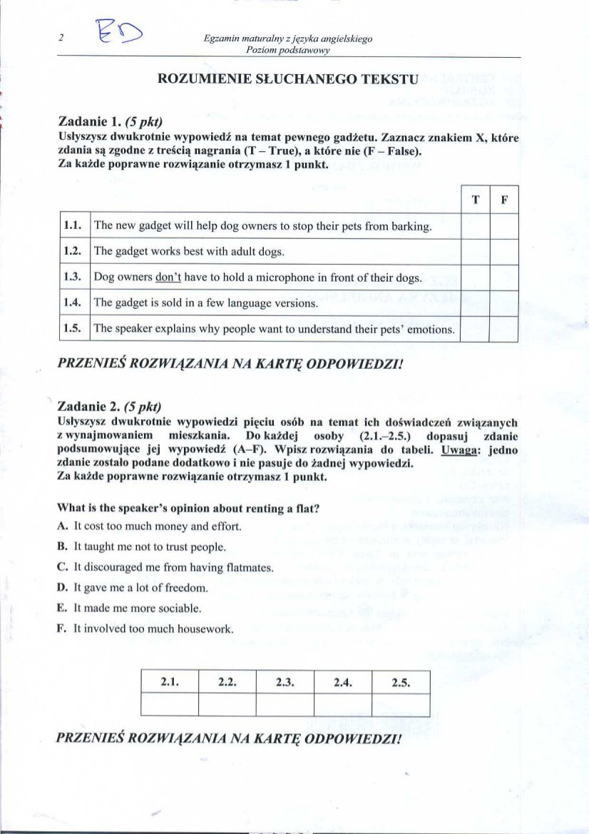 Matura 2014 - język angielski, poziom podstawowy