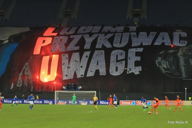 Kibice na meczu Lech Poznań - Zagłębie Lubin
