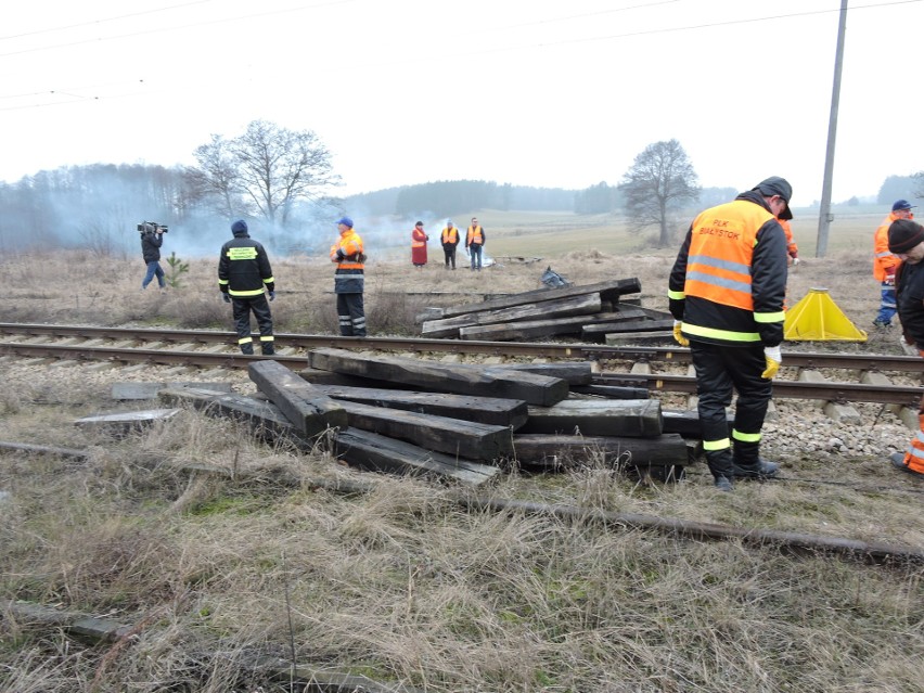 Pociąg towarowy wykoleił się na trasie kolejowej Białystok -...