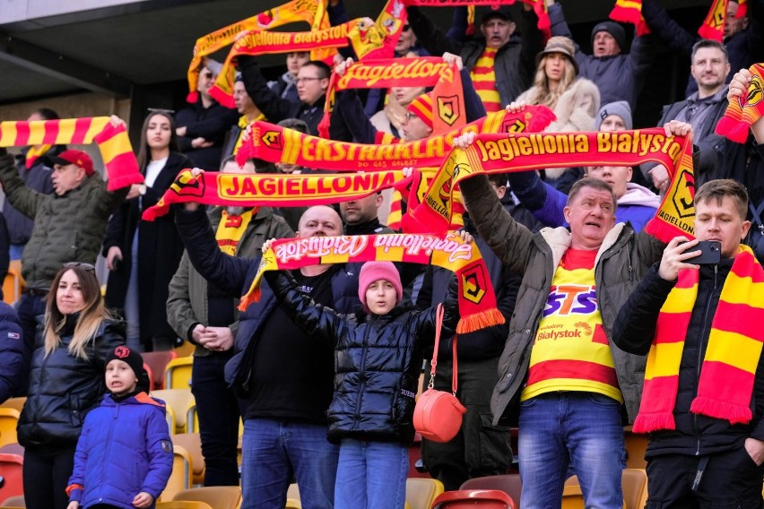 Kibice na meczu Jagiellonia - Zagłębie Lubin